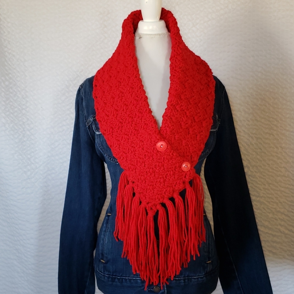 Handmade Crochet Red Scarf. Fire. Lava. Lust. Sexy